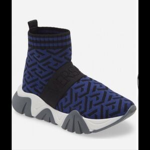 Versace Blue and Black High-Top Sock Sneakers
